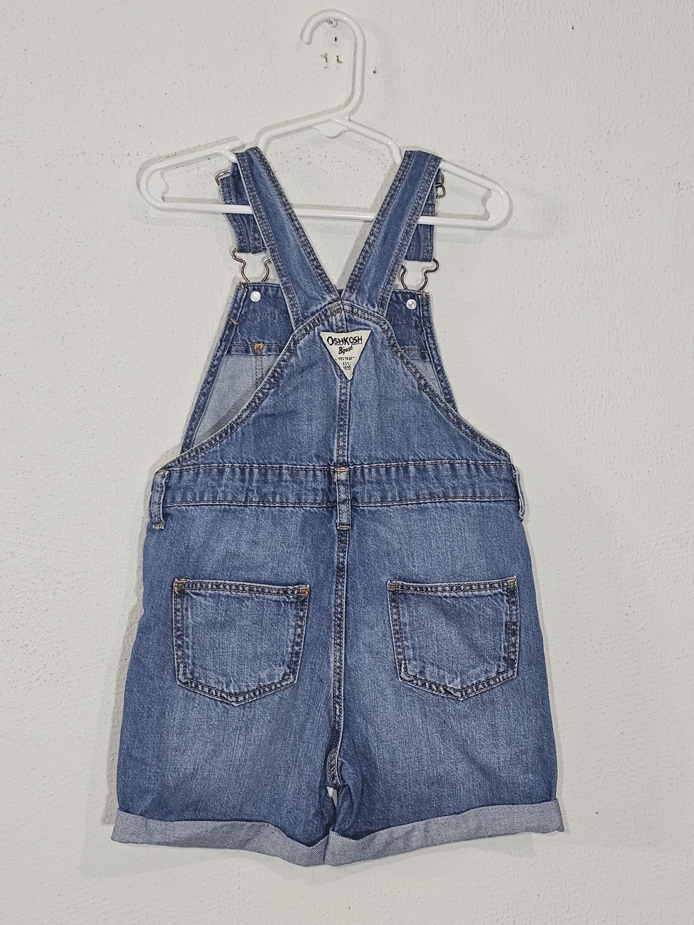 OshKosh B'gosh Girls Jean Overalls Shorts Size 5 Classic Vestbak Heritage Style